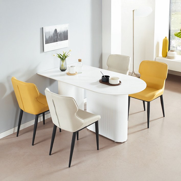 템바보드 타원 통세라믹 로즈마리 4인용 식탁 SET