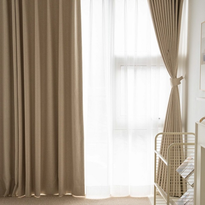 밀리무드 100 빛차단 깊은잠 암막커튼 2p  커튼끈 2p 아일렛