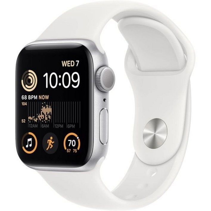 Apple Watch SE2세대GPS  셀룰러, 40mm  흰색 스포츠 밴드가 있는 실버 알루미늄 케이스, SM갱신