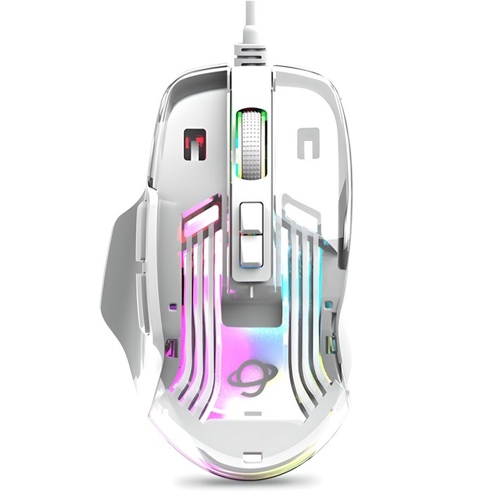 지클릭커 크리스탈 RGB 무소음 게이밍 유선 마우스 GM-E9000, GM-E9000, 투명