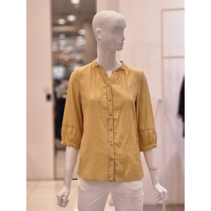 크로커다일레이디   넥  라인  스모킹  셔츠형  블라우스  CLDMBL126