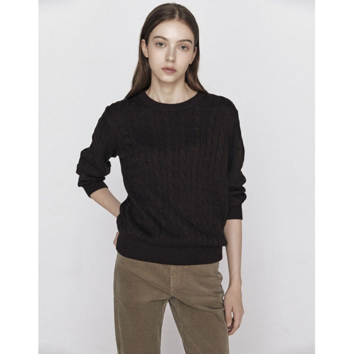 지오다노니트 여성 가을 케이블 긴팔니트 꽈베기 스웨터 355910