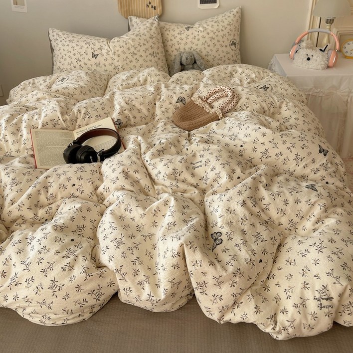 유판 부드러운 이불커버 4종세트 사계절 공용 침구세트