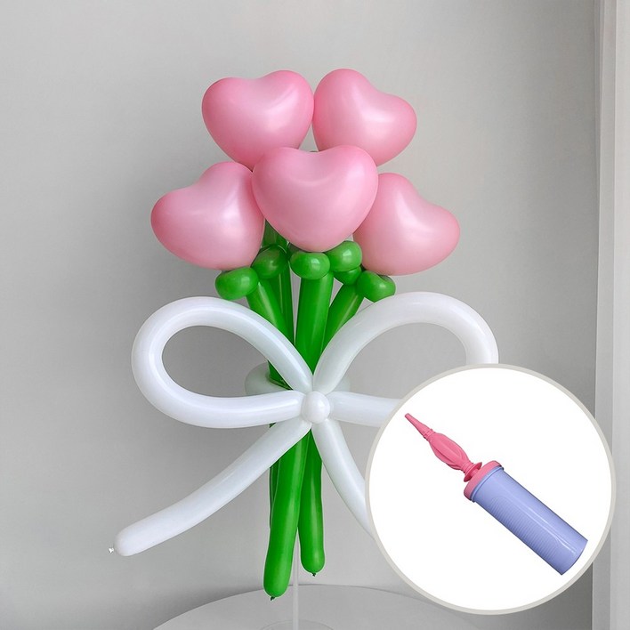 DIY 하트 풍선 꽃다발 핑크+손펌프 by파티아일랜드