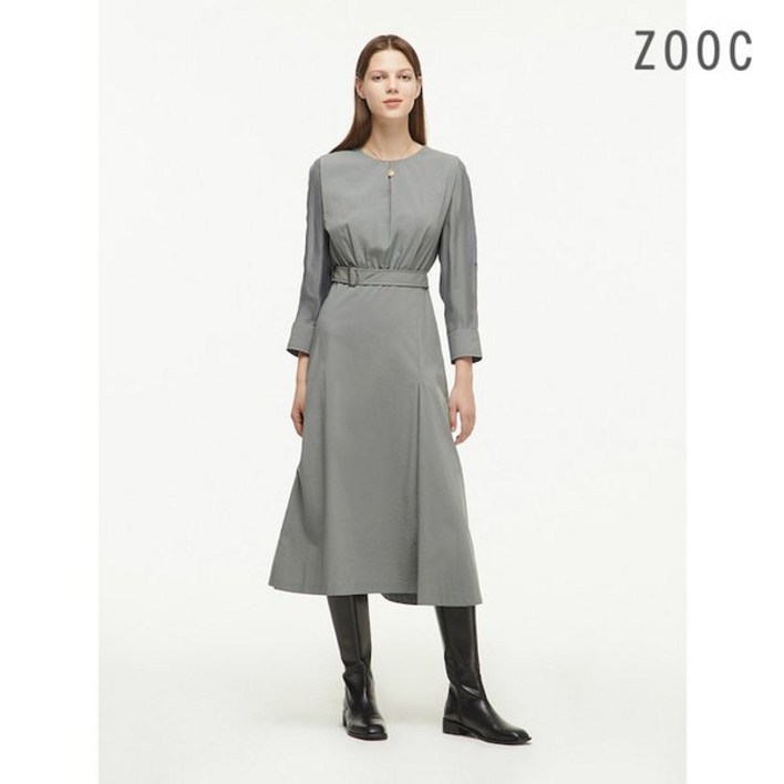 ZOOC [ZOOC] 라운드넥 폴디드 숄더 벨티드 원피스 MT_Z223MSE019794346