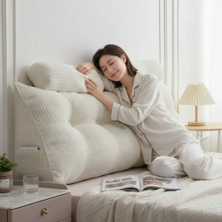 셀로나 부드러운 삼각 침대 헤드쿠션 등받이 벽쿠션, 아이보리