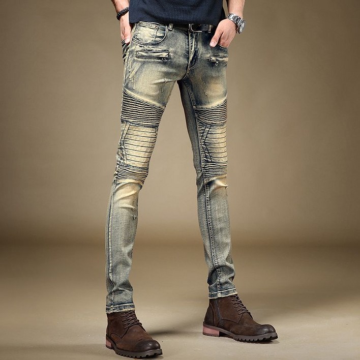 봄 가을 남성 청바지 스키니핏 남성 캐주얼 스타일 진 빈티지 워싱 데님 팬츠 LT