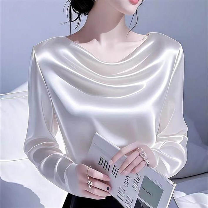 Vezri 여성용 봄 여름 신상 고급스러운  핫 아이템 하이 퀄리티 새틴 긴팔 블라우스 SKZ
