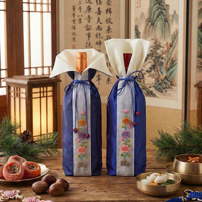 전통주 보자기 술병 와인 포장 주머니 전통 술주머니