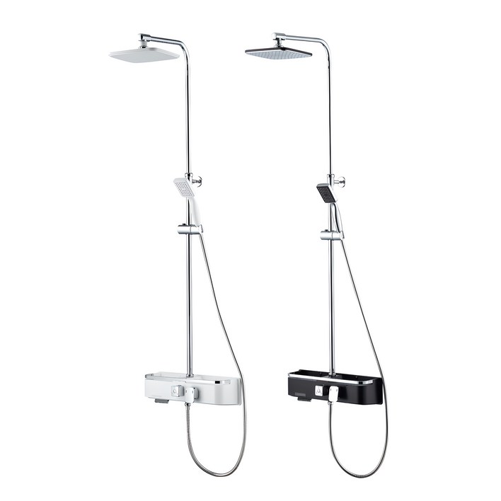 바스럽 국산 무타공 선반형 해바라기 샤워기 기존 타공 사용 가능, 화이트, 1개