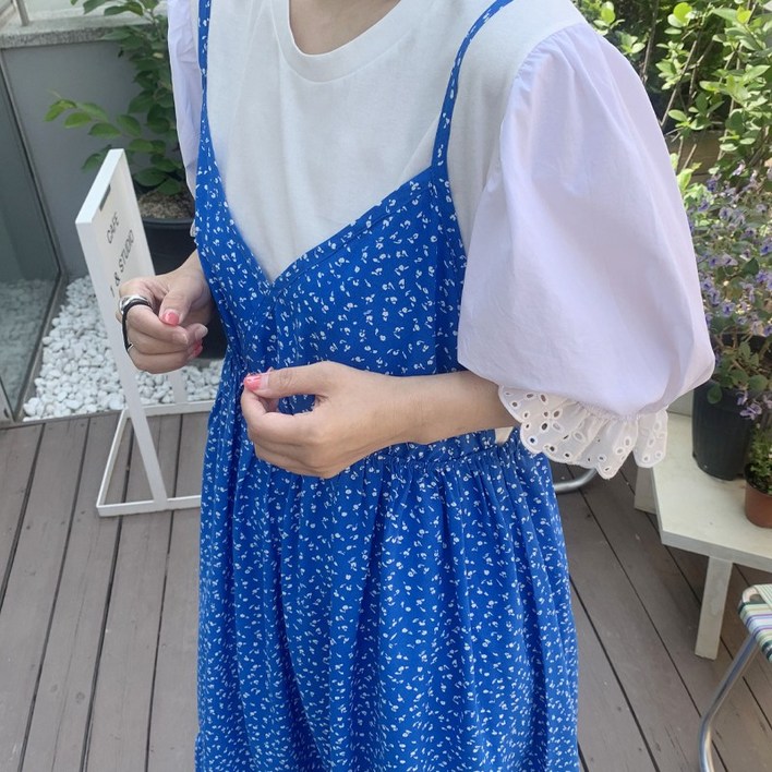 애플망고샵 여름 여성 오버핏 반팔 퍼프소매 티셔츠 펀칭박스티