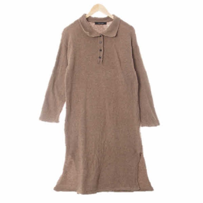 3968 코데즈컴바인 우드브라운 울혼방 카라니트원피스