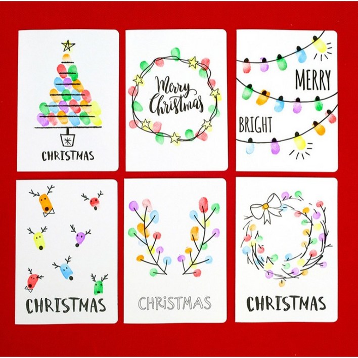 오키지 핑거프린팅 DIY 크리스마스 카드 만들기 세트, 2개