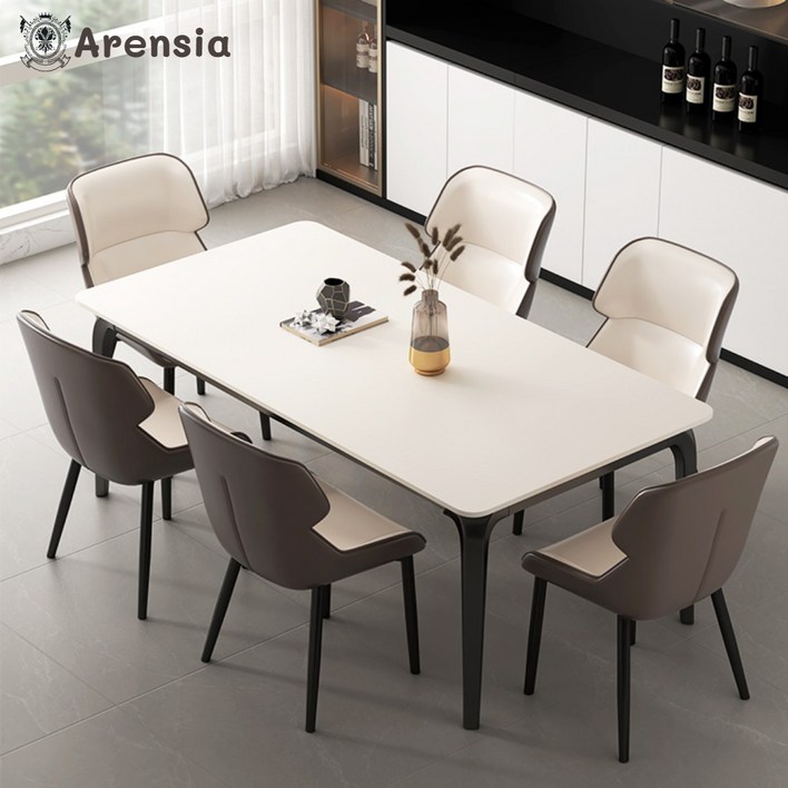 아렌시아 세라믹 식탁 테이블 4인용 가정용 의자 세트 모던 인테리어 거실 다이닝