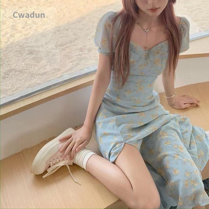 Cwadun 여자 여름 플라워 원피스 롱