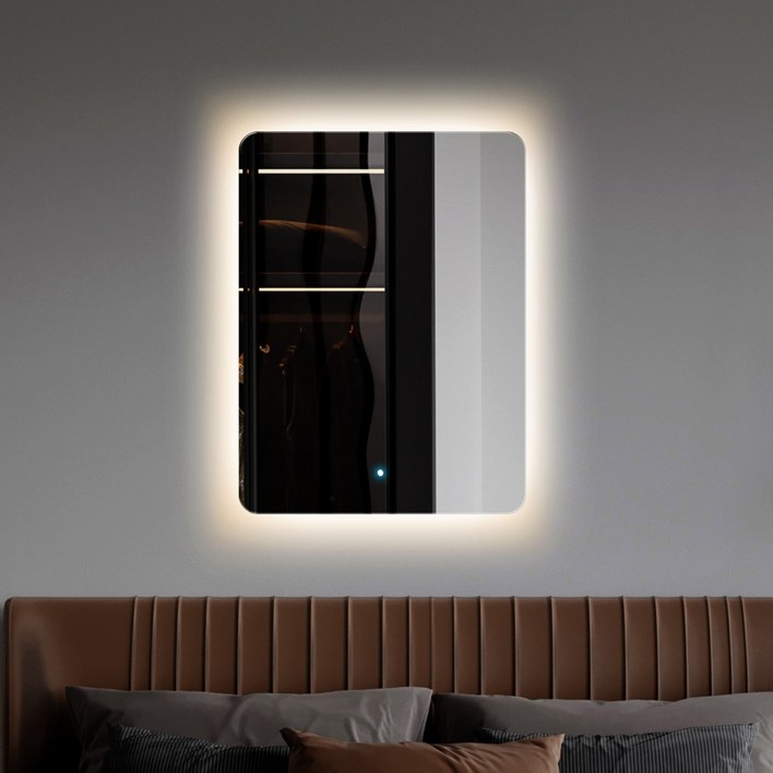 온미러 LED 사각형 거울 간접 조명 노프레임 KC인증 벽걸이 욕실 화장실 화장대 인테리어
