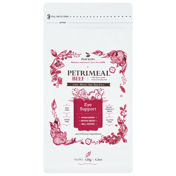 [유통기한 임박 특가] 펫트리언츠 펫트리밀 기호성 높은 저알러지 100% 휴먼 그레이드 자연식 동결건조 그레인프리 프리미엄 강아지 사료/토핑, 1개, 120g, 소
