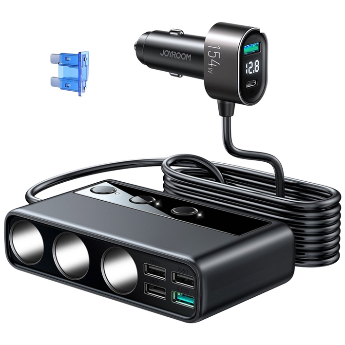 조이룸 210W 9포트 멀티 소켓 차량용 고속 시거잭 충전기, (블랙) JR-CL06