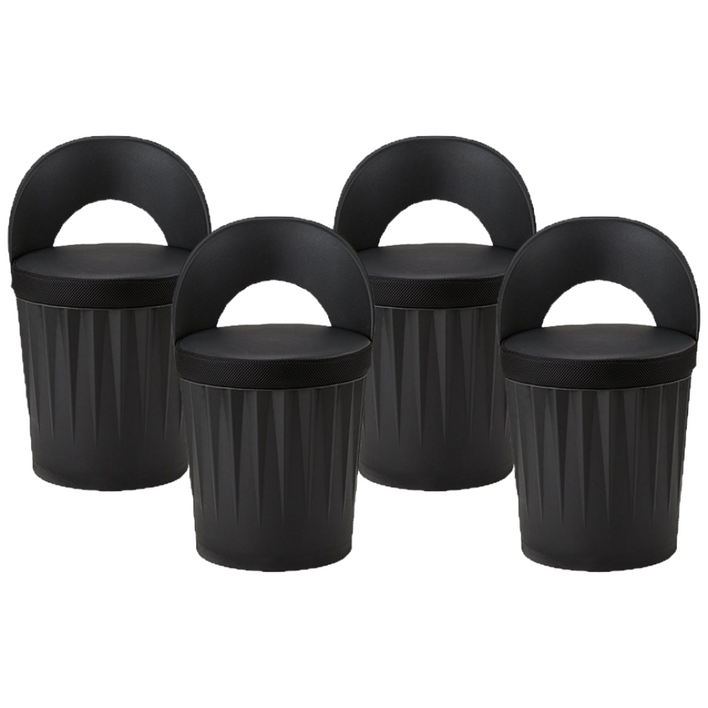 파란들 드럼체어 일체형 스툴의자 등받이형, 블랙, 4개