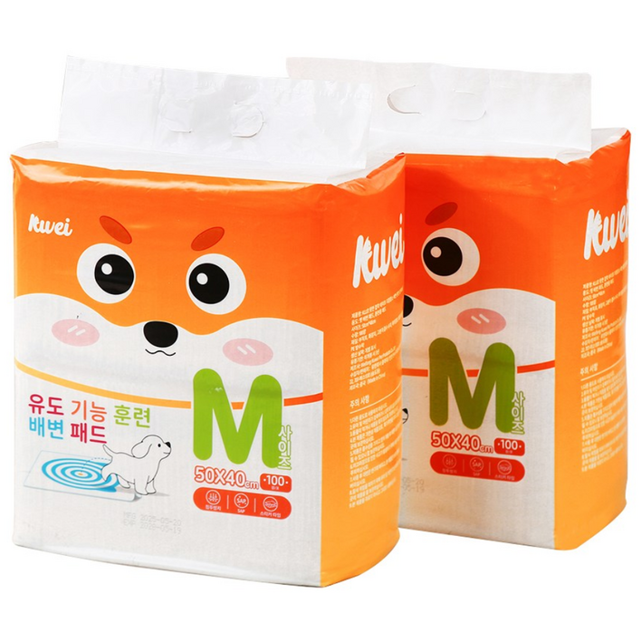 클레이 뒷면 접착 테이프 지정장소 배변패드 강아지배변패드 애견패드 강아지패드, 100개입, 2개