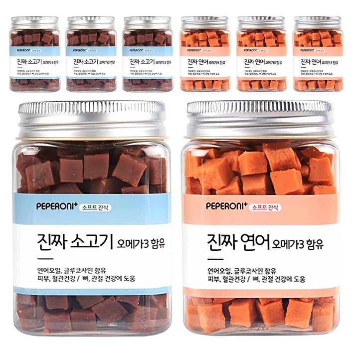페페로니 강아지 진짜 오메가3 트릿, 혼합맛(소고기/연어), 4세트