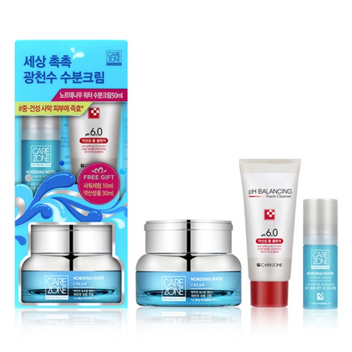 케어존 노르데나우 워터크림 50ml 샤워 세럼 10ml 폼 클렌저 31ml, 1세트 케어존 노르데나우 워터크림 50ml 샤워 세럼 10ml 폼 클렌저 31ml, 1세트
