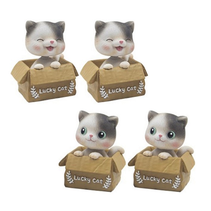 블럭마트 차량용 고양이 흔들인형 2p
