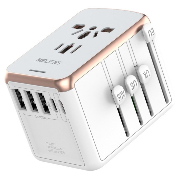 멜리언스 해외여행용 5포트 초고속충전 멀티 어댑터 화이트 PD35W MLOL1