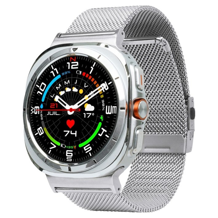 apin 갤럭시 워치 메시 밀레니즈 메탈 스트랩, 실버, 1개