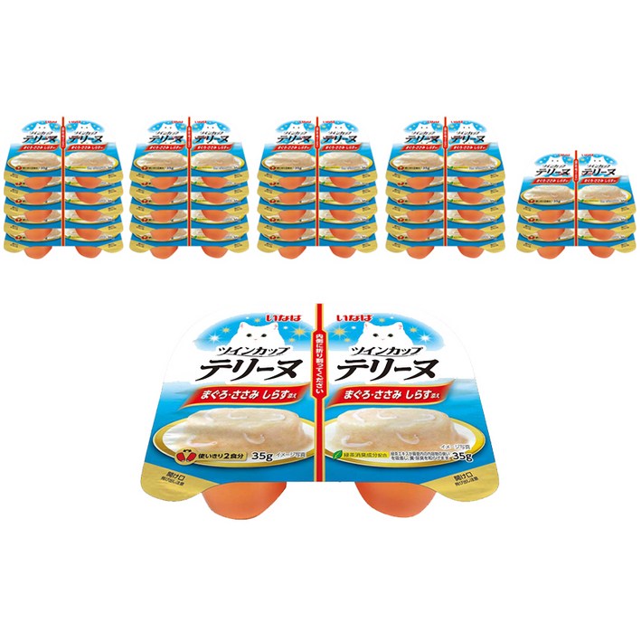 이나바 트윈컵 테린 고양이 간식캔, 혼합맛(참치/닭가슴살/치어), 70g, 24개