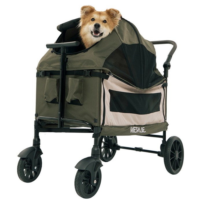 멀리 강아지 웨건형 오토폴딩 유모차 MW6, 몬테로카키, 1개