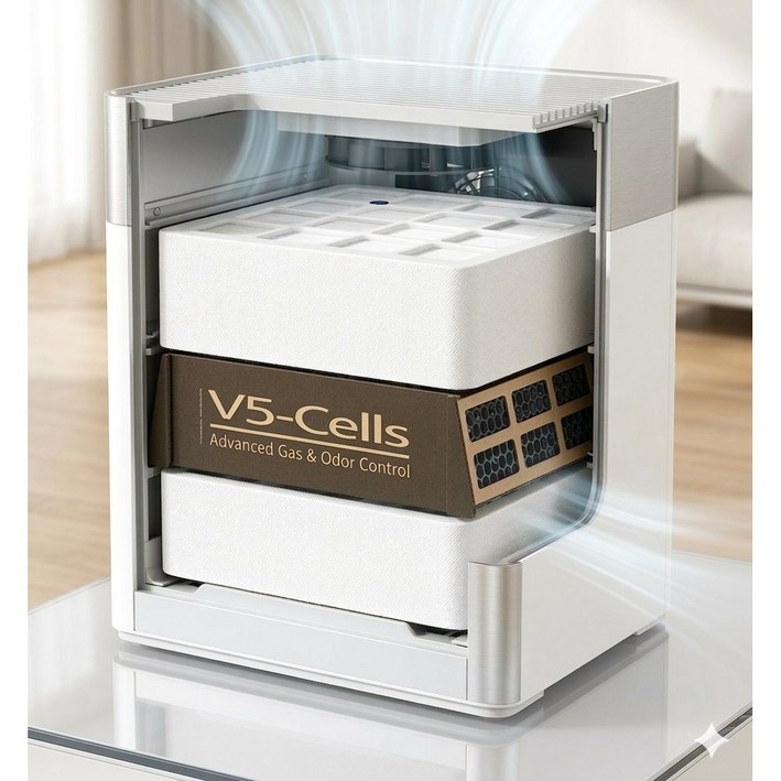 호환 아이큐에어 필터 프리맥스 V5-Cell 하이퍼헤파 공기청정기 필터 헬스프로 HP100 HP150 HP250 교체, 1개, 활성탄소필터(V5-Cell)