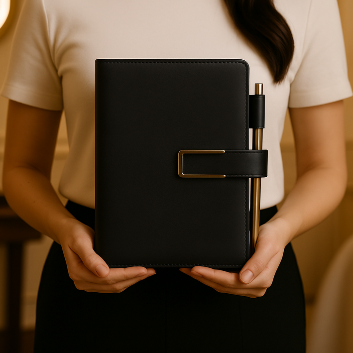 풀팩토리 A5 심플 버클 가죽 다이어리, 1개, 블랙