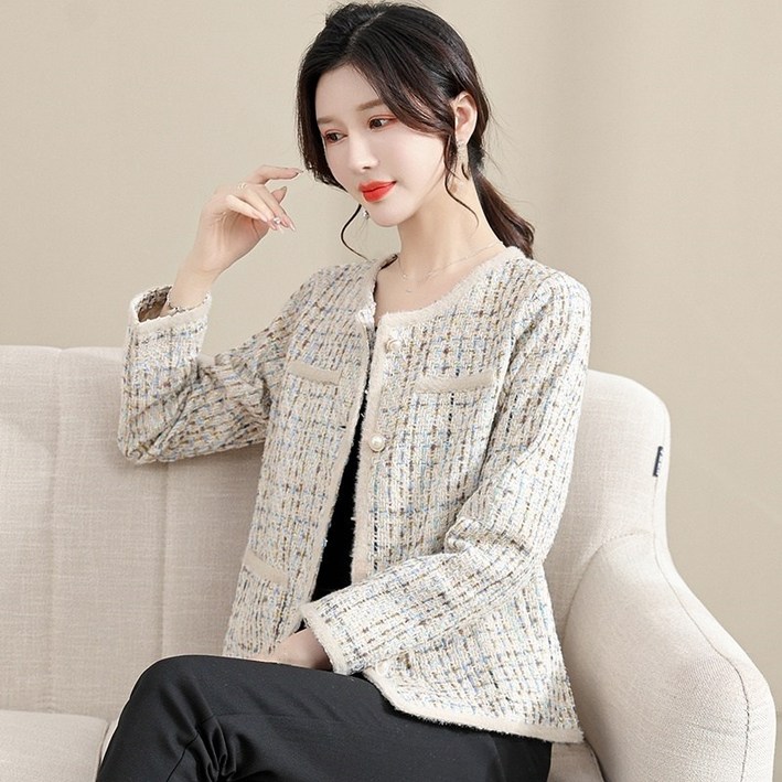빛깃닥 여성 재킷 봄가을 신상 중년 엄마 트위드 재킷