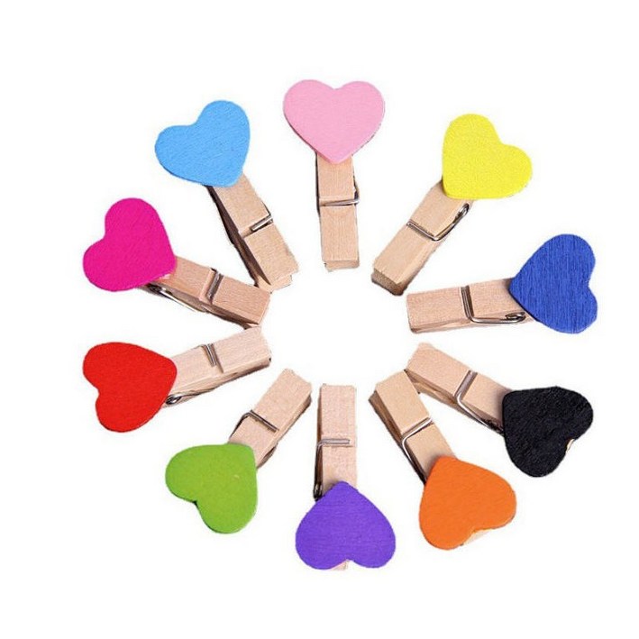 하트 사진 걸이 가랜드 나무 집게 10P 세트 DD-12007