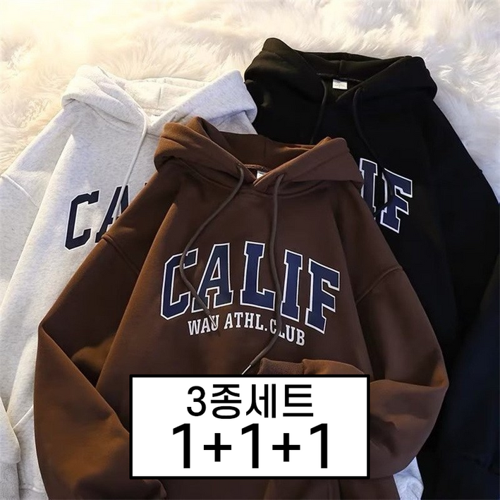 봄 가을 신상 1+1+1 기모 두꺼운 남성 오버사이즈 한판 스타일 루즈핏 학생 아우터 상의 남성 트렌드 후드티 3종 세트