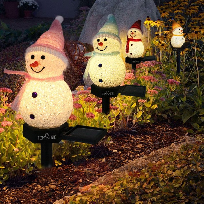 Tomshine 야외용 LED 태양광 크리스마스 눈사람 잔디 정원등 - 쇼핑앤샵