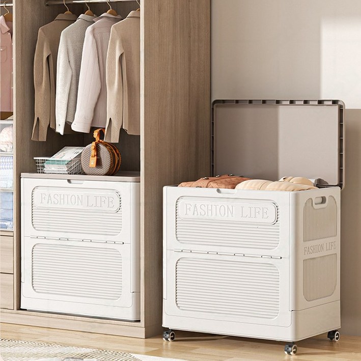 Kleeno 대형 정리함 150L 대용량 폴딩 수납함 이동 가능 리빙박스 옷 이불 보관함