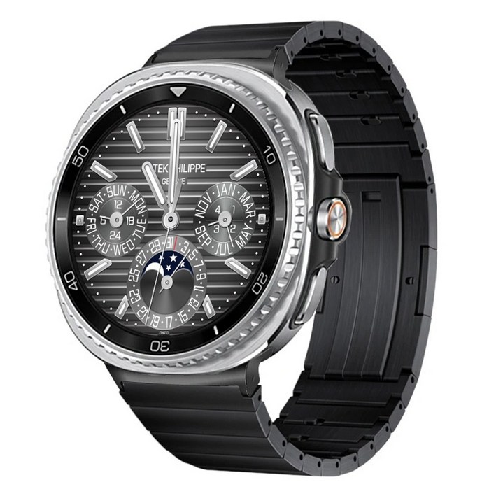 캘릭스 갤럭시워치 호환 이지링크 티타늄 메탈 스트랩 밴드 시계줄, 블랙