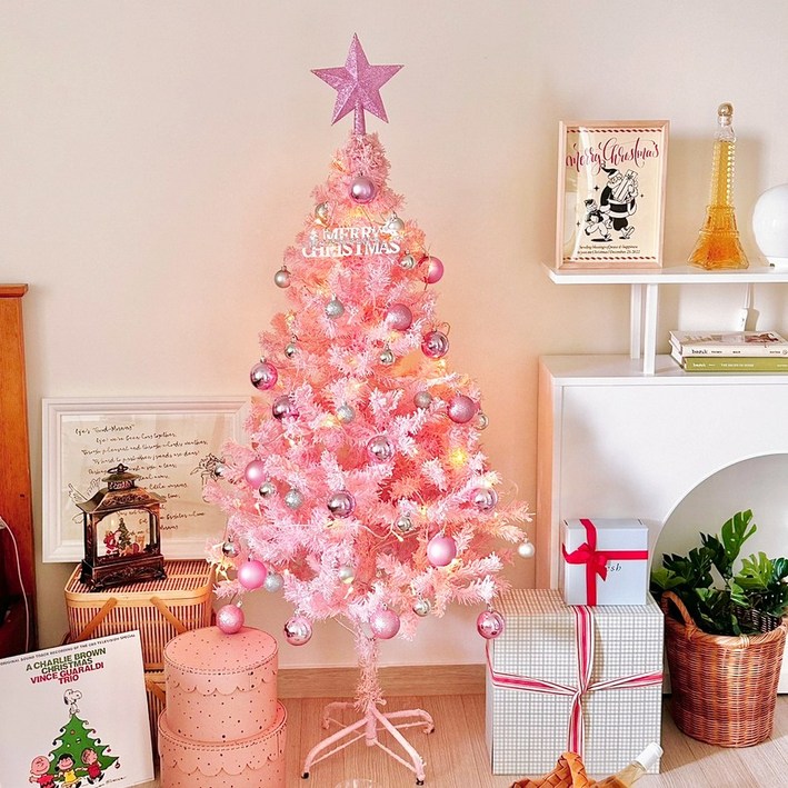 로즈소녀하우스 크리스마스트리 풀세트 장식 핑크트리 150cm