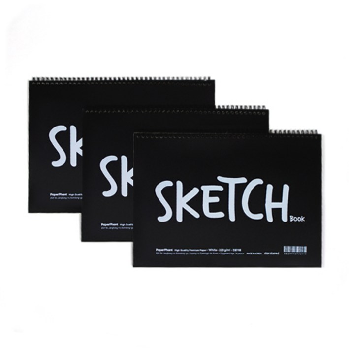 PaperPhant 화이트 프리미엄지 220g 스케치북 3권 세트 White, 40페이지 총 120페이지