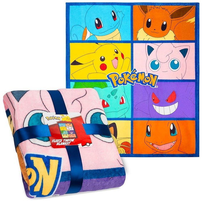 Pokemon 부드러운 플리스 침대 담요, 소파 침실 액세서리용 따뜻한 침대 담요, 129.5 x 149.9cm(51 x 59인치), 어린이 청소년을 위한 애니메이션 선물