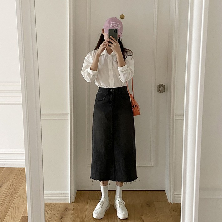 앤샵 데일리 베니스 뒷트임 밴딩 롱 스커트2color