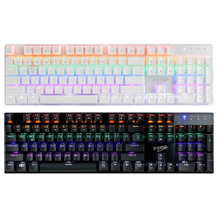 지클릭커 GKK510X Special 게이밍 LED 기계식 유선 키보드, 화이트 청축