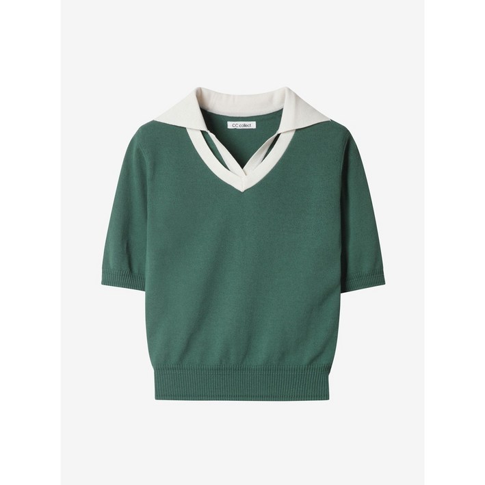 씨씨콜렉트 중계점 레이어드 칼라 포인트 니트 탑 E252KSK138