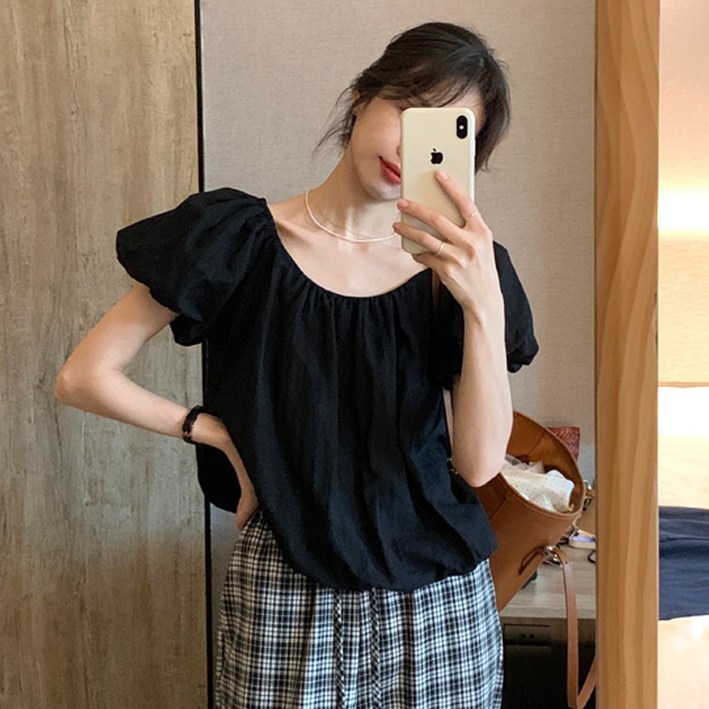 [50%시즌오프 한정수량세일] 메이킹 벌룬 오프숄더 반팔 1849제트리블라우스