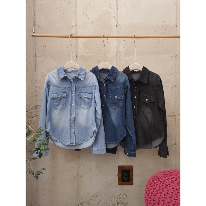 무배 오든 굴림 데님 워싱 포켓 청남방