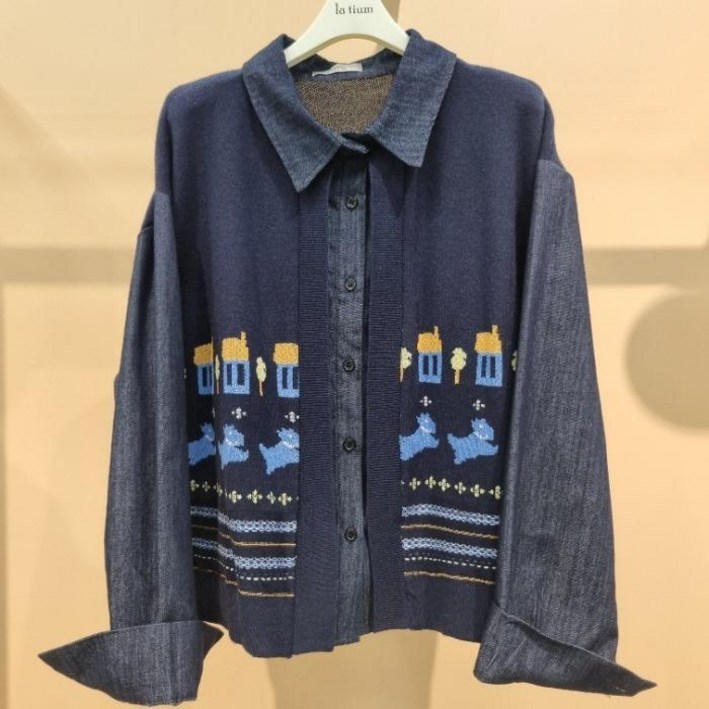 국내매장판 Destijl HC34 신축성좋은몸판니트 청배색소매 청니트남방 가디건 D2533cd07 41360835 122062 라티움