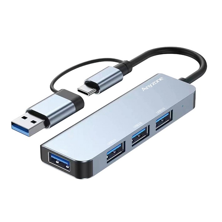 HUB 4포트 무전원 USB C타입 USB허브 멀티허브 PC 태블릿 갤럭시탭 아이패드 맥북 노트북 컴퓨터 확장 허브