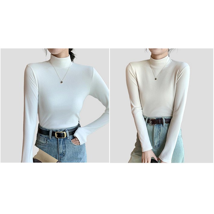1+1 반폴라 슬림핏 기모 도톰 하프넥 티셔츠